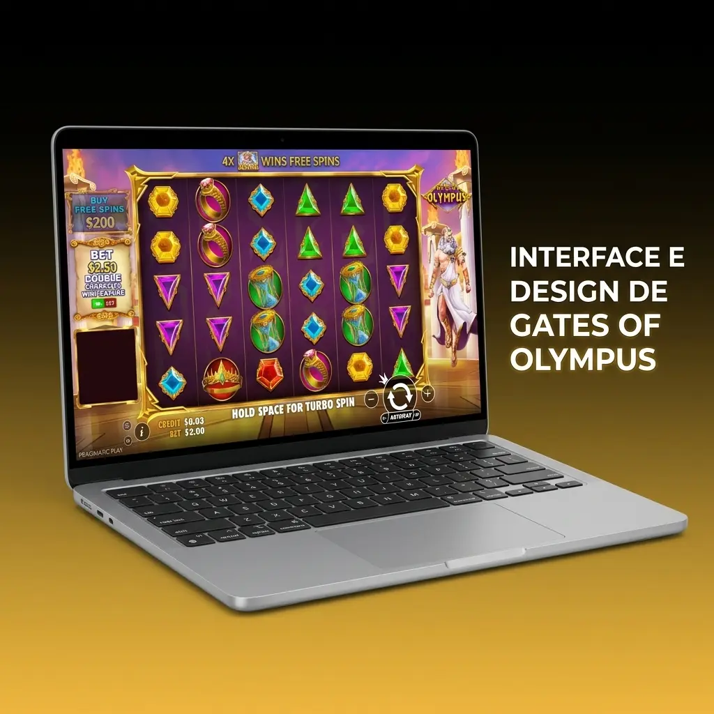 Interface do Gates of Olympus com grid 6x5, multiplicadores de Zeus e controles de aposta no Monte Olimpo