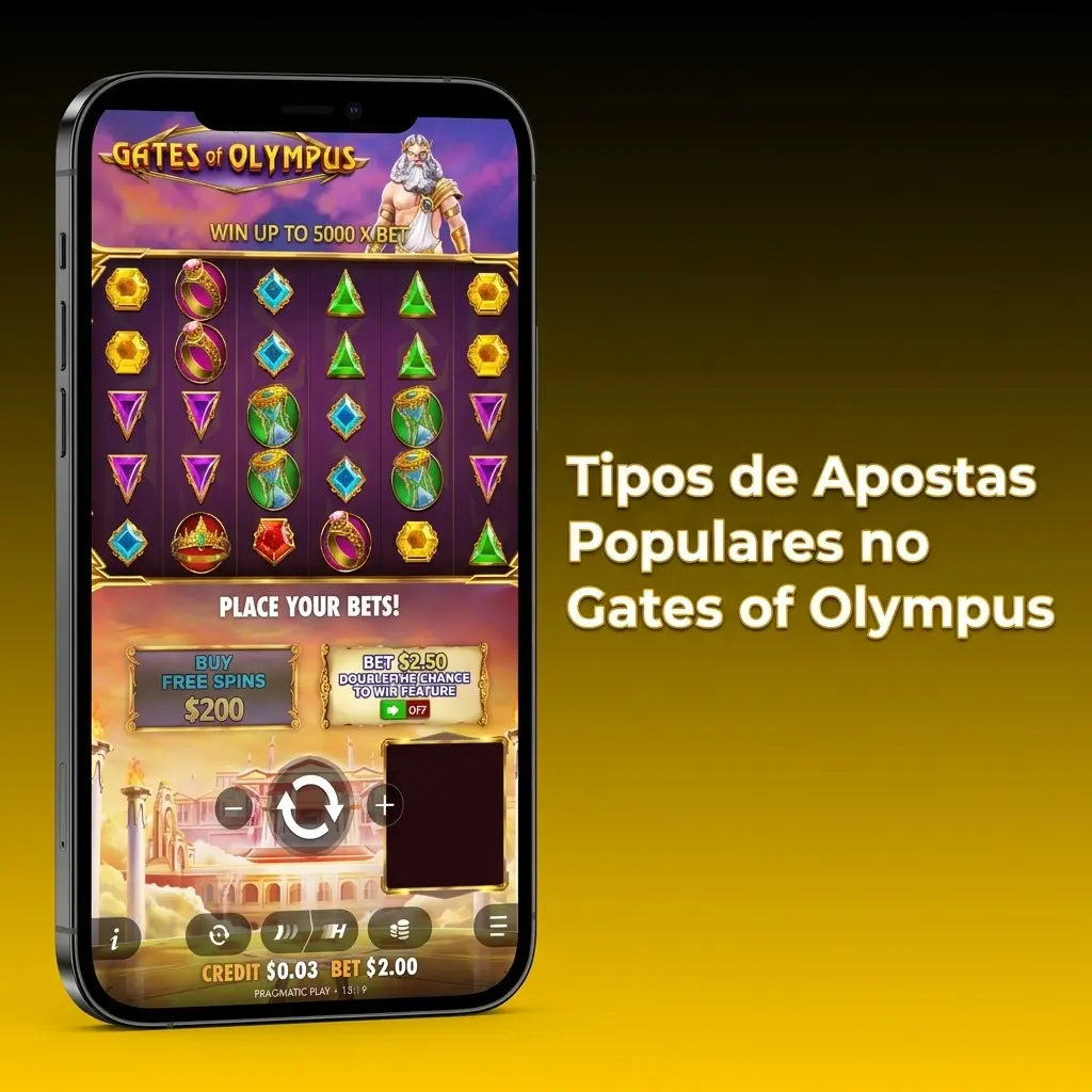 Tipos de apostas no Gates of Olympus: valores de R$0,20 a R$125,00 com aposta automática e multiplicadores